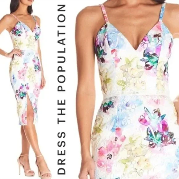 dress the population joelle dress Dress the Population | Dresses | Dress The Population Joelle Lace Midi Dress